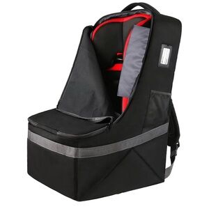 Padded Car Seat Travel Bag Backpack - black
